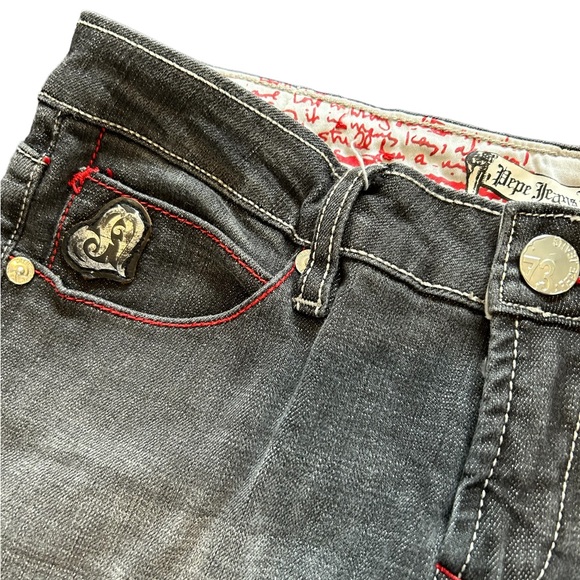 Pepe jeans black wash with embroidered pockets size 27 - Picture 6 of 11